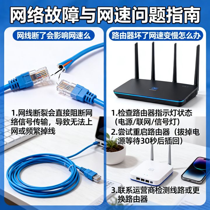 网线断了会影响网速么，路由器坏了网速变慢怎么办