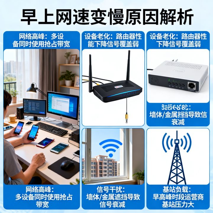 为什么我家网速早上变慢，早上网速差是什么原因