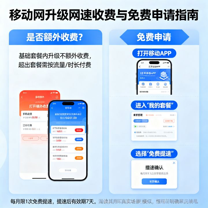 移动网升级网速要额外收费吗，怎么免费申请