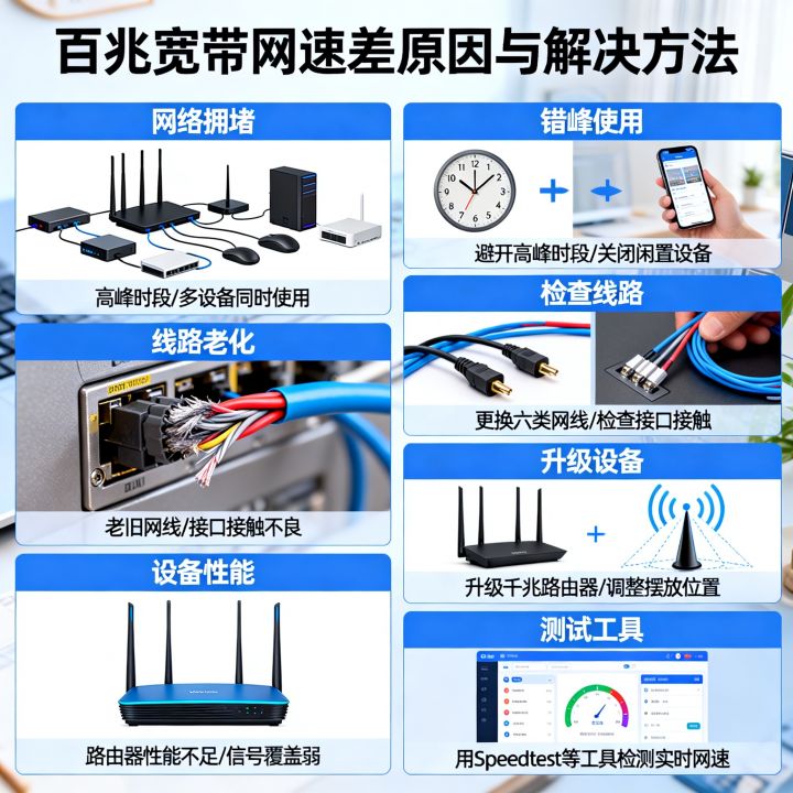百兆宽带网速太差怎么解决，网速慢有哪些原因？