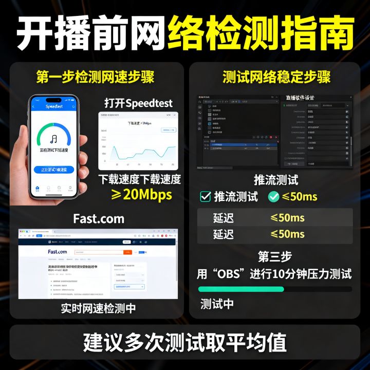 开播前怎样检测网速，直播前怎么测试网络稳定？