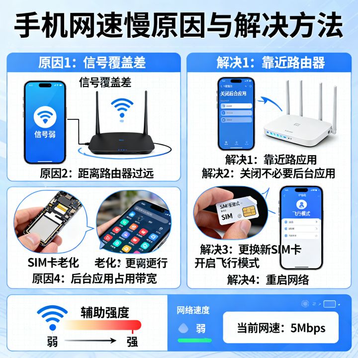 手机网速很慢是什么原因，手机网速慢怎么解决